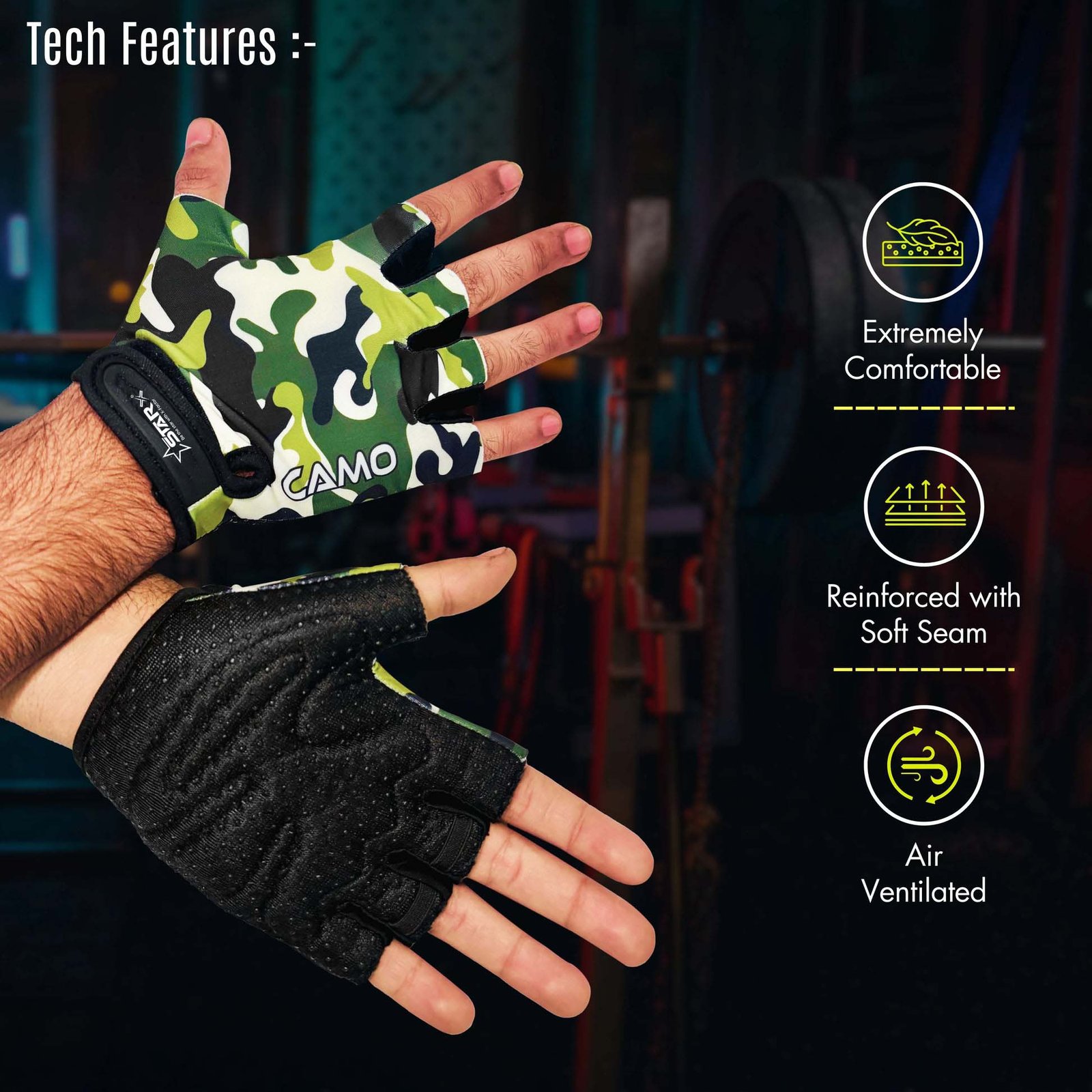 Premium Quality Sporty Look Gym & Fitness Gloves for Weightlifting - Ideal for Men/Women