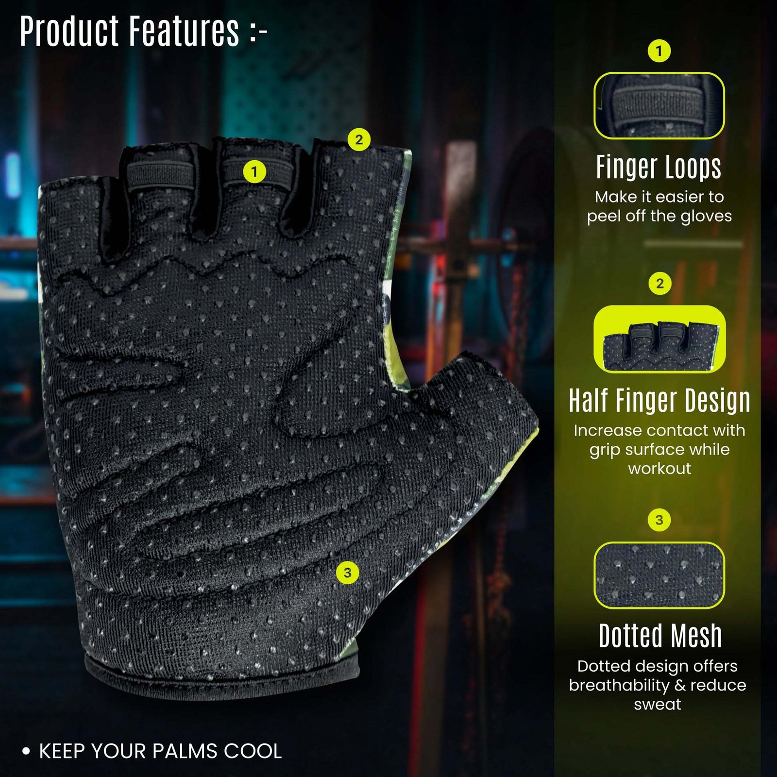 Premium Quality Sporty Look Gym & Fitness Gloves for Weightlifting - Ideal for Men/Women