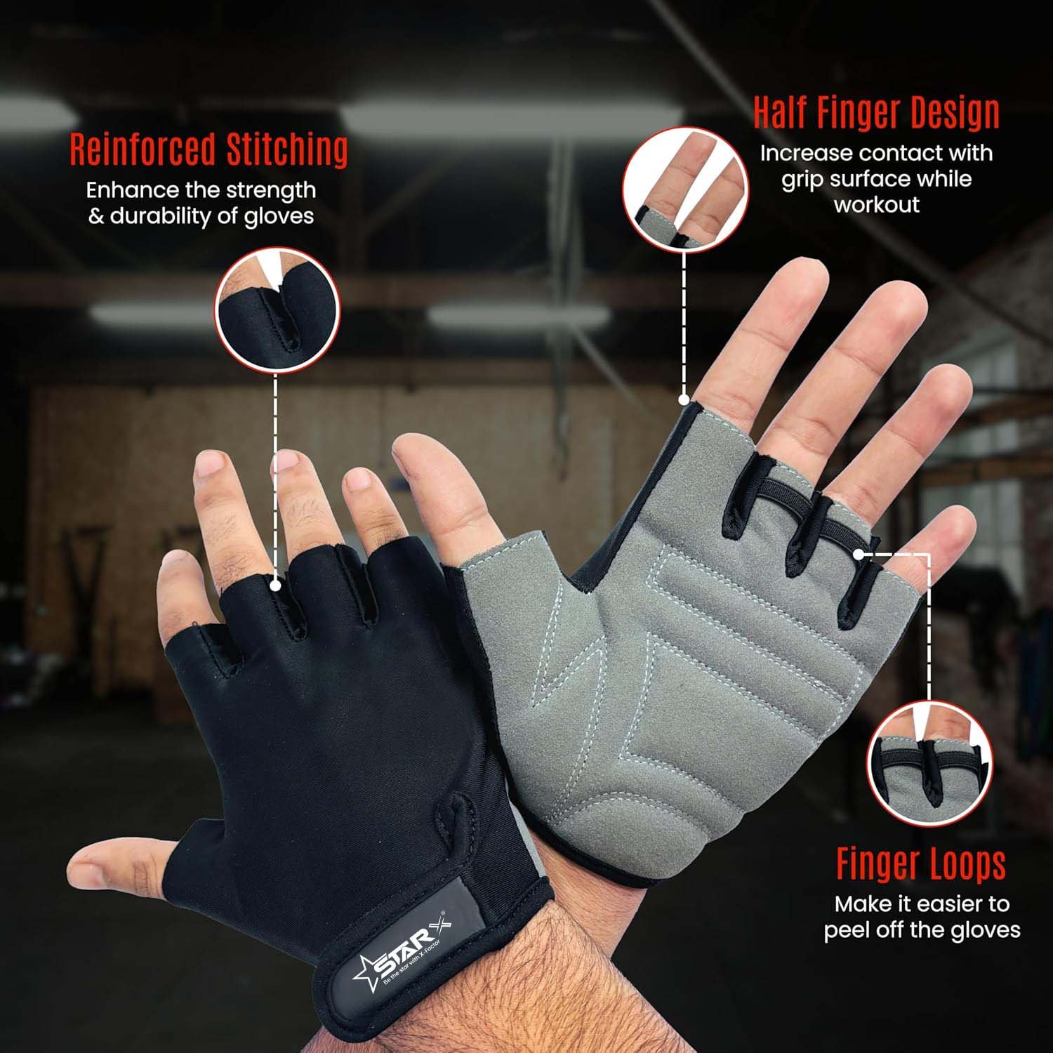 Premium Quality Gym & Fitness Gloves for Weightlifting/Powerlifting - Ideal for Men/Women
