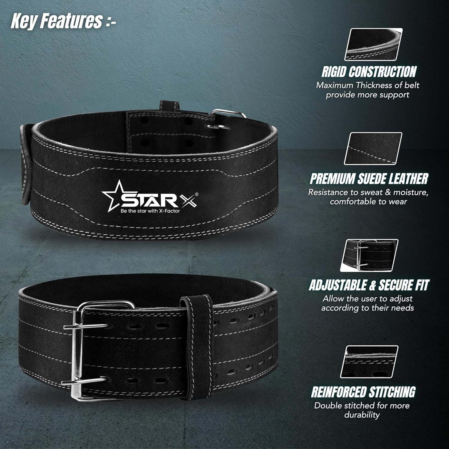 Premium Quality Suede Leather Weightlifting Gym Belt for Daily Workout