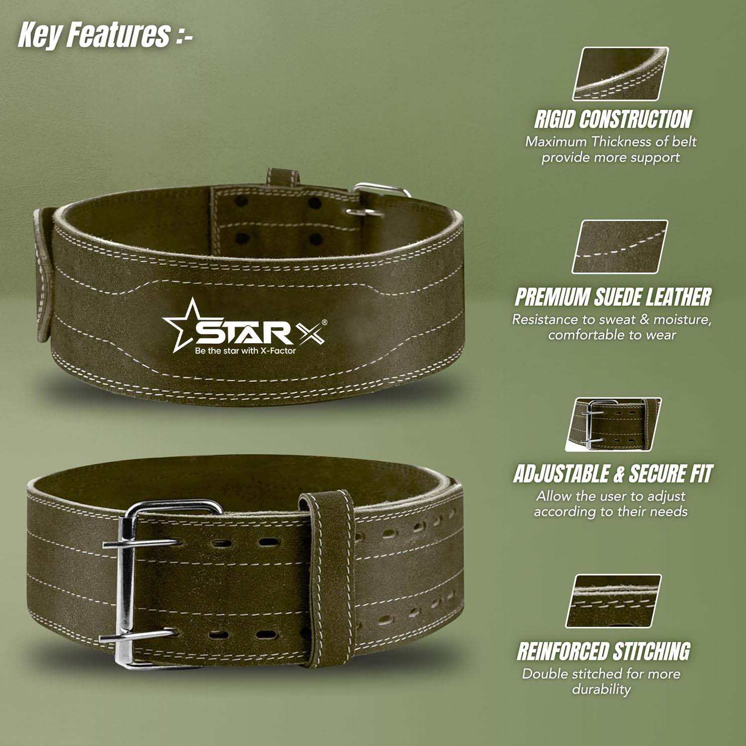 Premium Quality Suede Leather Weightlifting Gym Belt for Daily Workout