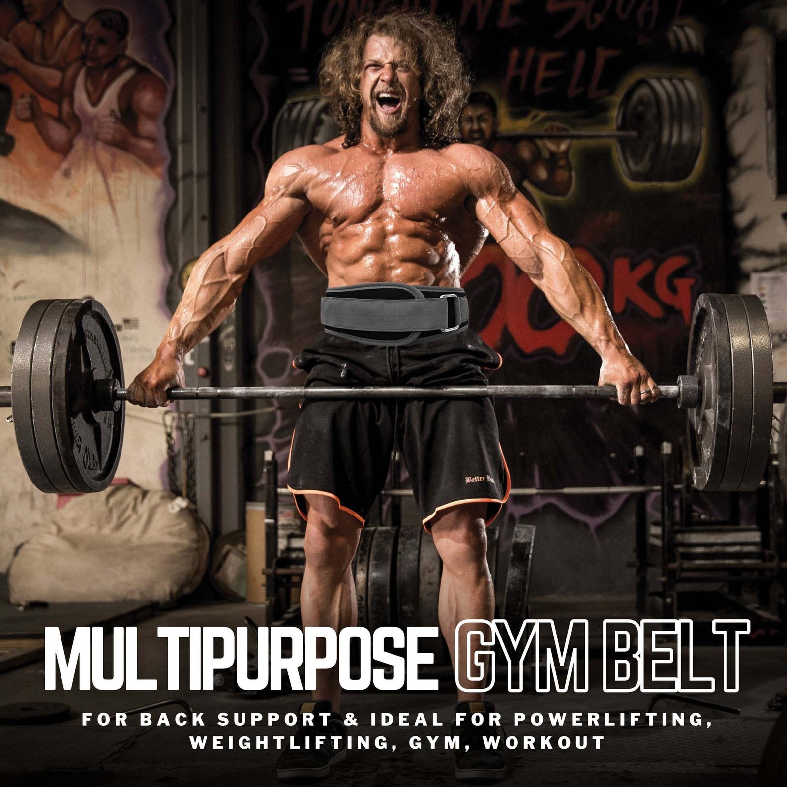 Multipurpose Nylon Gym Belt for Back Support - Ideal for Powerlifting, Weightlifting, Gym, Workout