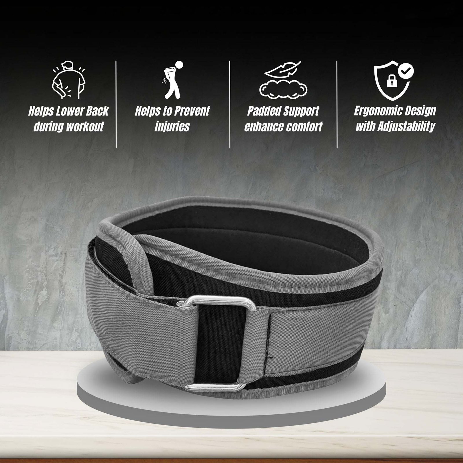 Multipurpose Nylon Gym Belt for Back Support - Ideal for Powerlifting, Weightlifting, Gym, Workout