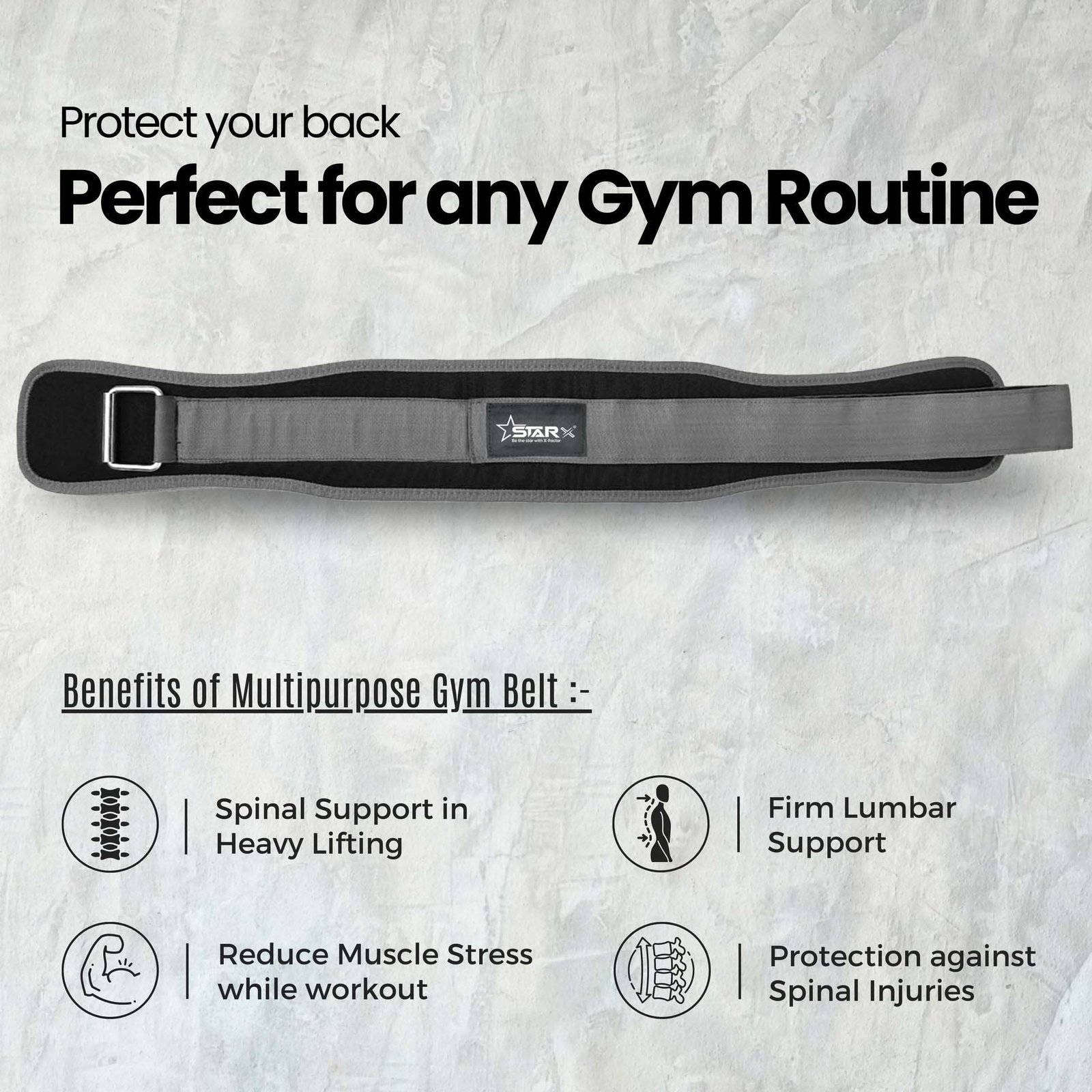 Multipurpose Nylon Gym Belt for Back Support - Ideal for Powerlifting, Weightlifting, Gym, Workout