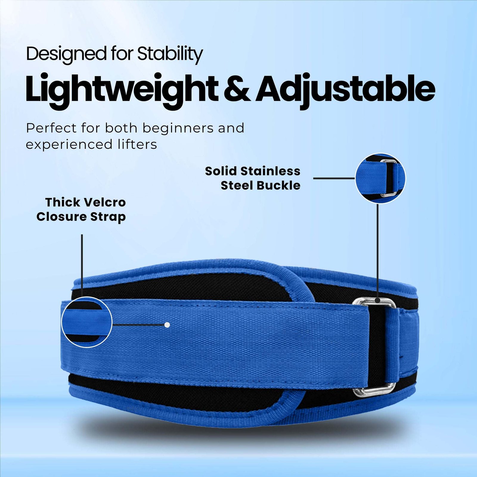 Multipurpose Nylon Gym Belt for Back Support - Ideal for Powerlifting, Weightlifting, Gym, Workout