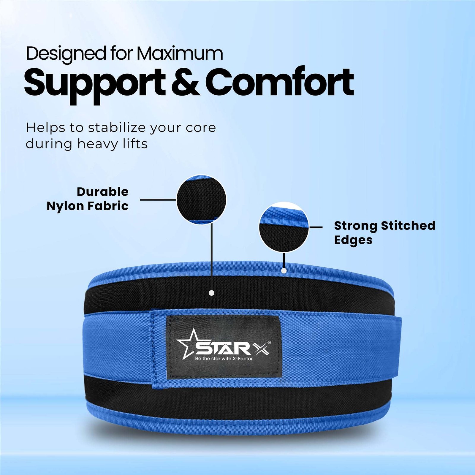 Multipurpose Nylon Gym Belt for Back Support - Ideal for Powerlifting, Weightlifting, Gym, Workout