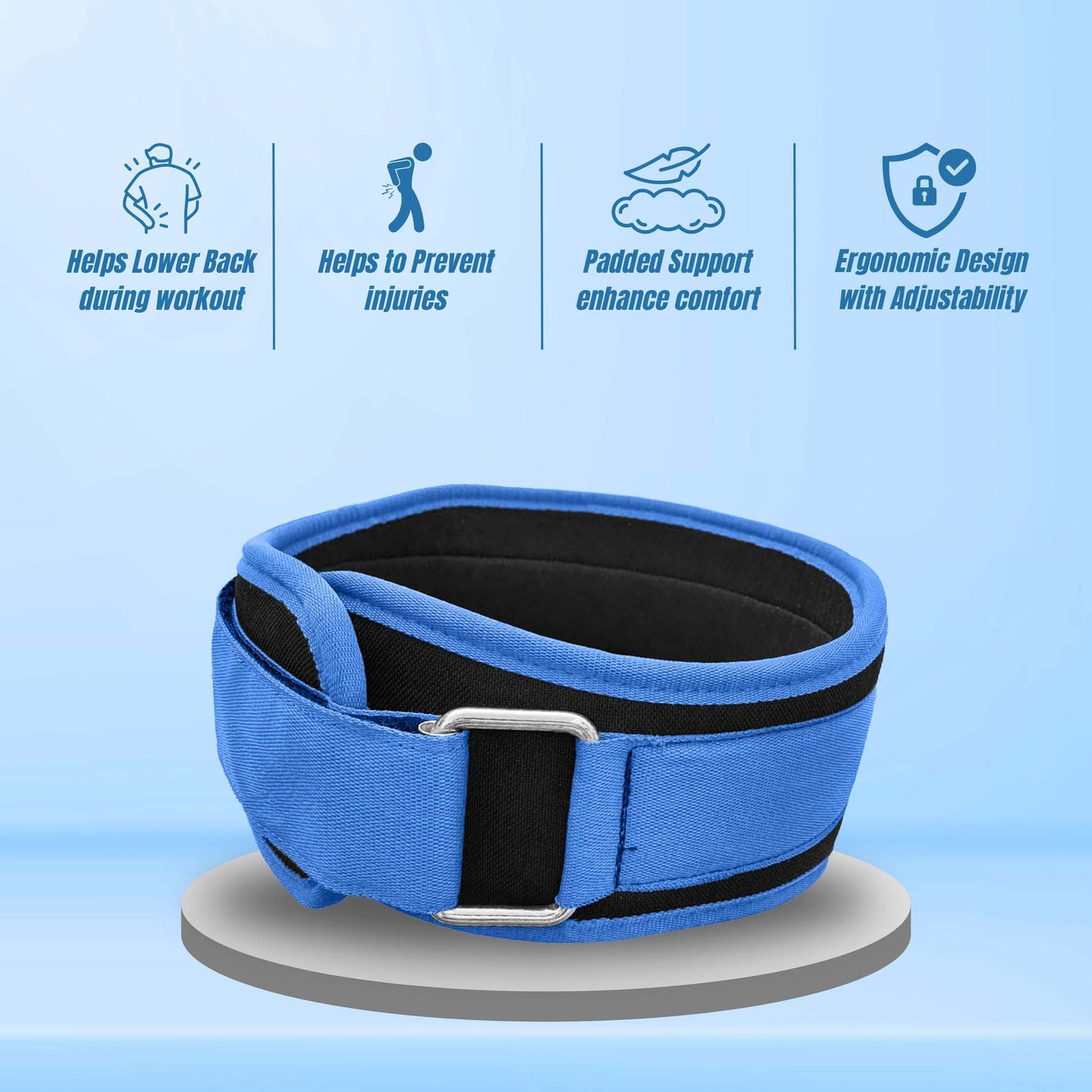 Multipurpose Nylon Gym Belt for Back Support - Ideal for Powerlifting, Weightlifting, Gym, Workout