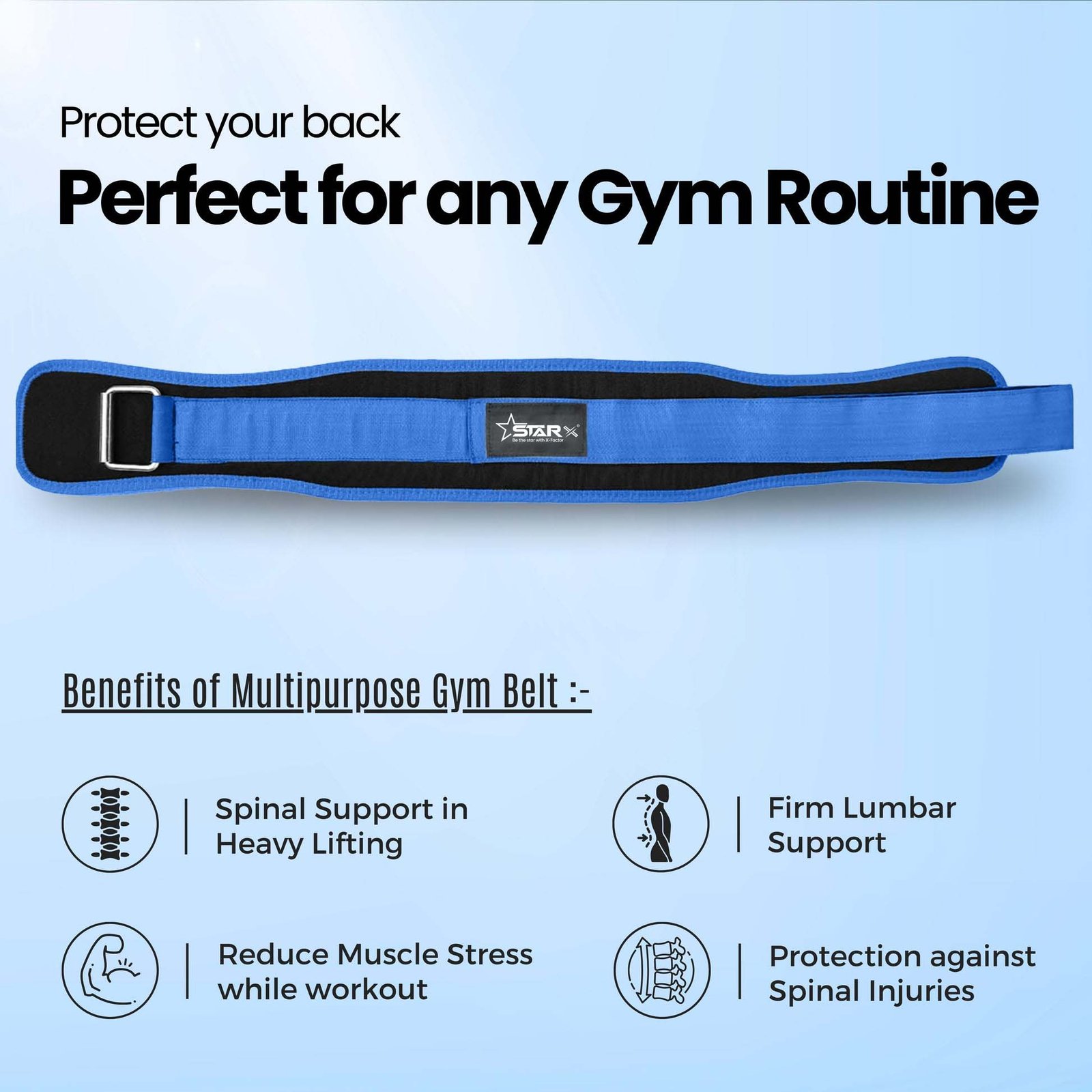 Multipurpose Nylon Gym Belt for Back Support - Ideal for Powerlifting, Weightlifting, Gym, Workout