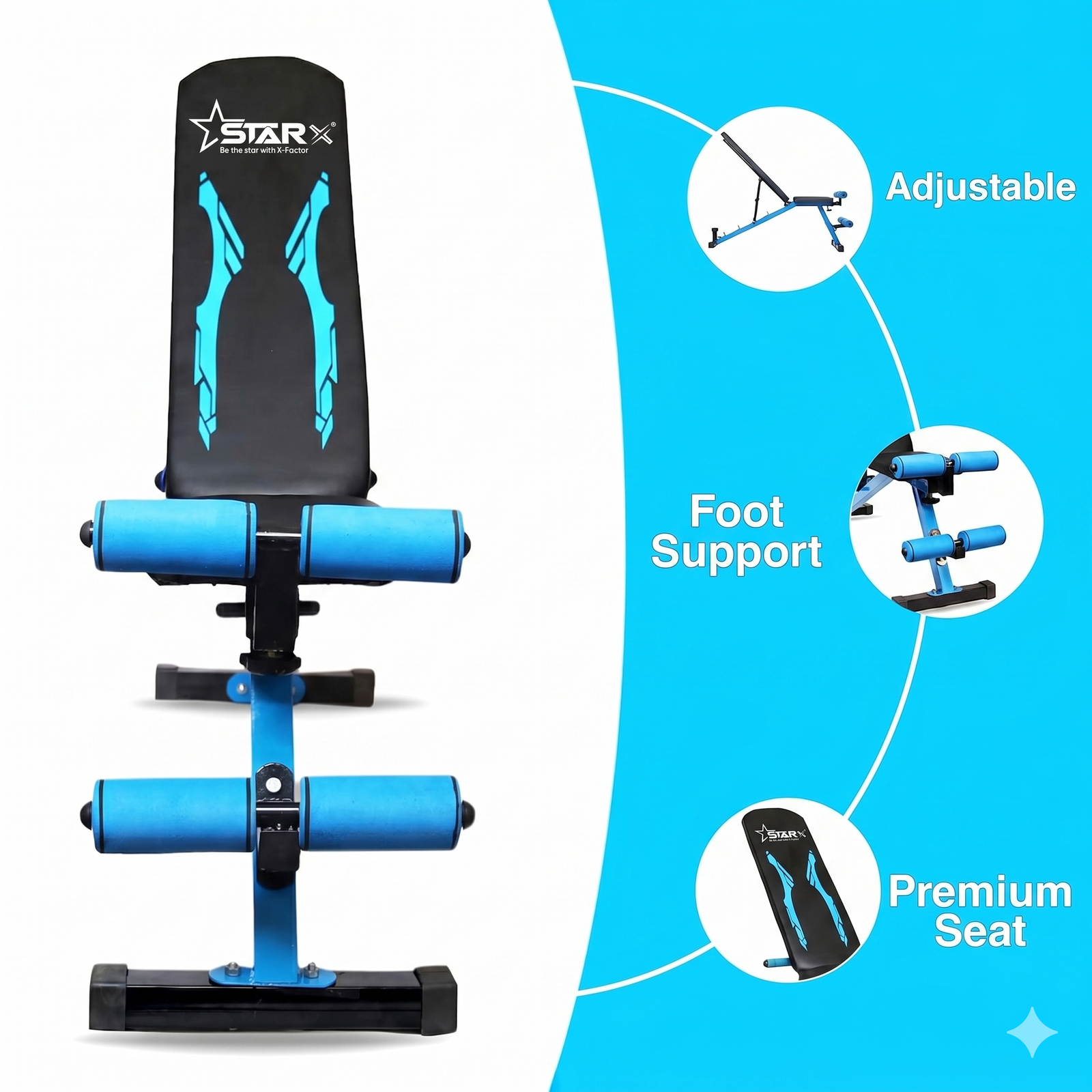 Squat Rack + Adjustable Bench Combo with Rubber Weight Plates & Dumbbell Rods