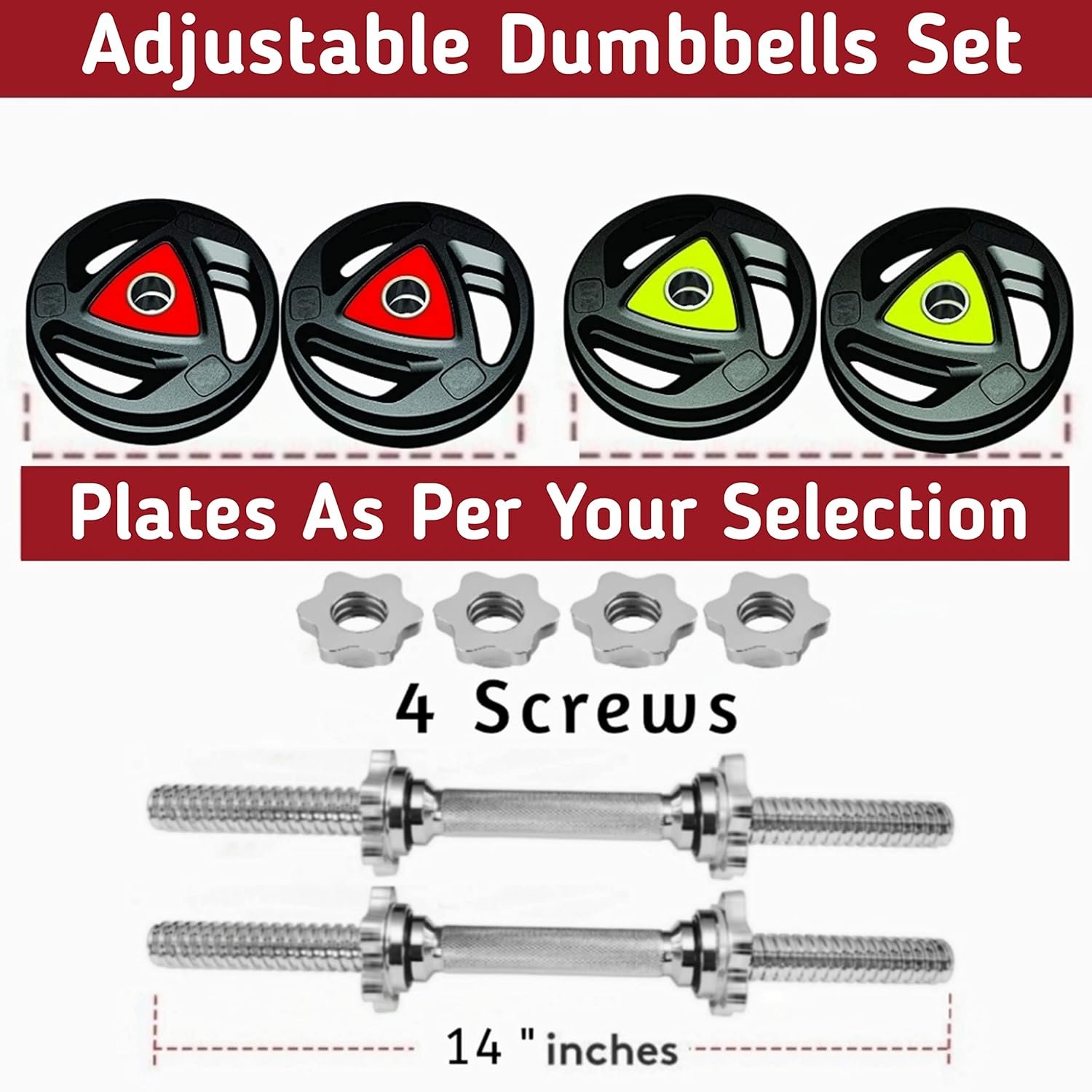 3-Cut Rubber Coated Dumbbells (Star Nut) with Multipurpose Bench Combo