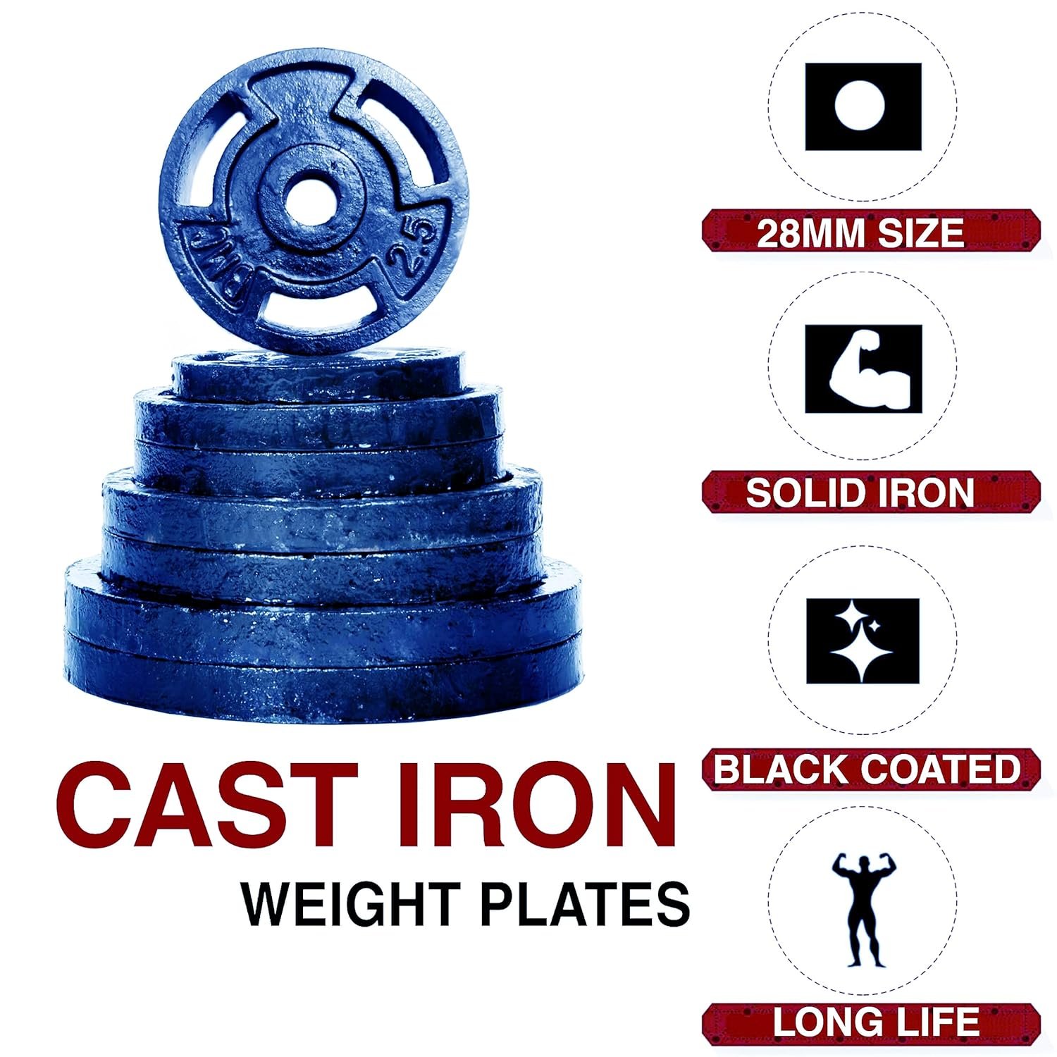 Cast Iron Home Gym Set with Multipurpose Bench Combo & Star Nut Dumbbell Rods