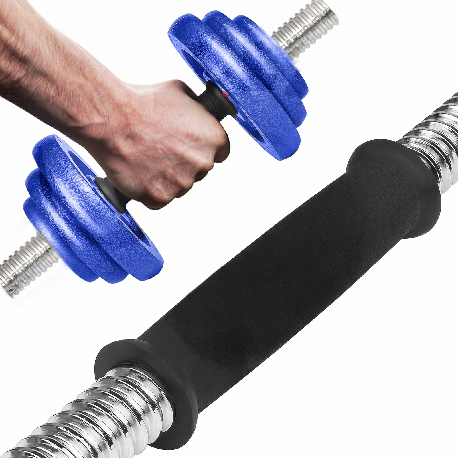 Cast Iron Home Gym Set with Multipurpose Bench Combo & Star Nut Dumbbell Rods