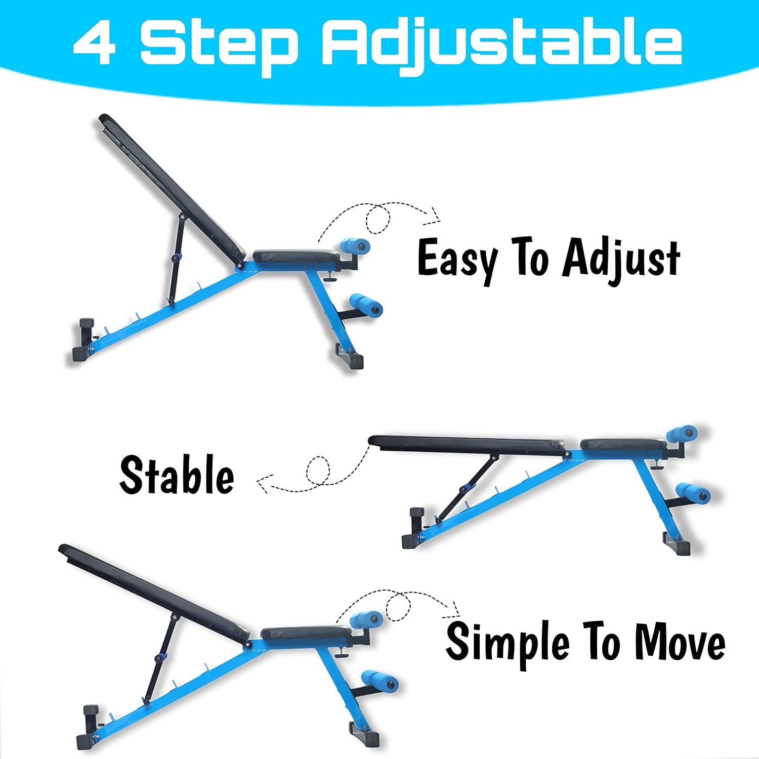 Cast Iron Home Gym Set with Multipurpose Bench Combo & Star Nut Dumbbell Rods