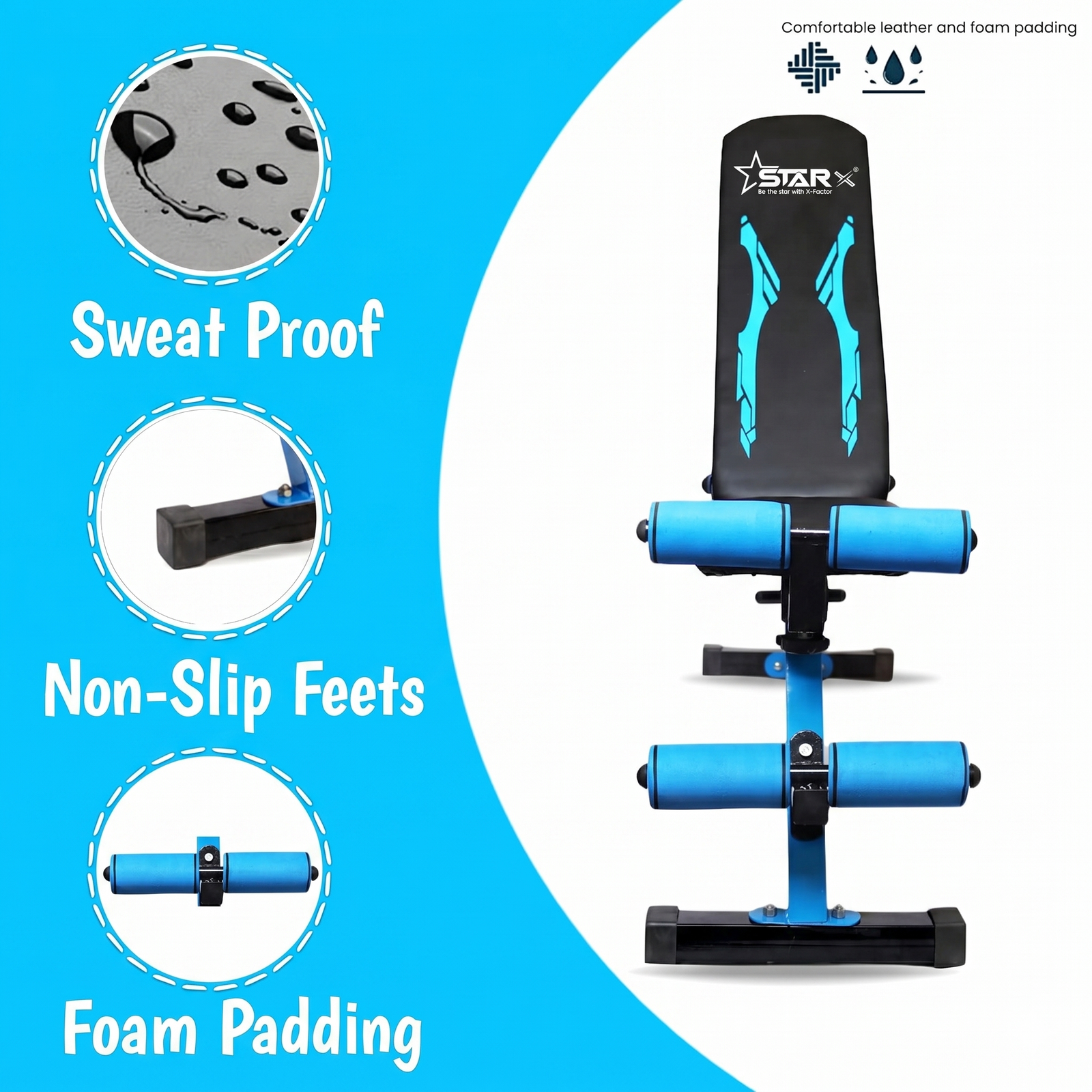 Cast Iron Home Gym Set with Multipurpose Bench Combo & Star Nut Dumbbell Rods